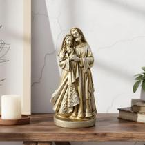 Imagem Sagrada Família de Gesso Dourada - Enfeite Decorativo de Luxo - Decoração para Sala