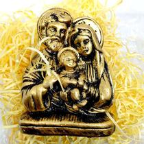 Imagem Sagrada Família Dourada Ouro Velho Casamento 12,5cm