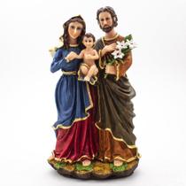 Imagem Sagrada Família Flores Resina 21 Cm - Amém Decoração Religiosa