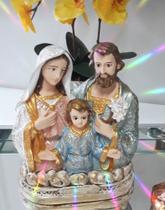 Imagem sagrada família gesso pintada artesanalmente, 10cm