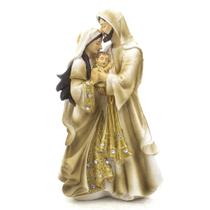 Imagem Sagrada Família Importada Dourada Resina 21 cm - Amém Decoração Religiosa