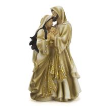 Imagem Sagrada Família Importada Dourada Resina 31 cm
