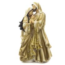 Imagem Sagrada Família Importada Dourada Resina 31 cm - Amém Decoração Religiosa