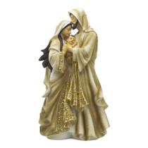Imagem Sagrada Família Importada Dourada Resina 41 cm