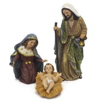 Imagem Sagrada Familia Importada Resina 3 Peças 30 cm