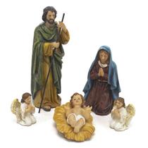 Imagem Sagrada Familia Importada Resina 5 Peças 18 cm