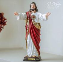 Imagem Sagrado Coração De Jesus Braços Abertos Resina 40cm - Sacro