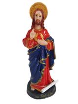 Imagem Sagrado Coração de Jesus com Oração 12 cm Resina