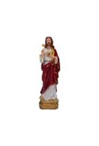Imagem Sagrado Coração Jesus 21cm Resina alta qualidade Imagem Sagrado Coração Jesus 21cm Resina alta qualidade