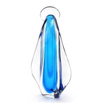 Imagem Santa Nossa Senhora Virgem Maria em Cristal Murano Azul Grande São Marcos 43x20cm