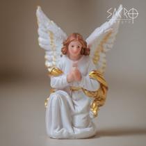 Imagem Santo Anjo Adorador Rezando 10cm Resina Importado