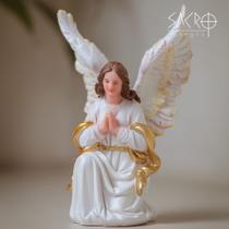 Imagem Santo Anjo Adorador Rezando 18cm Resina Importado