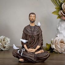 Imagem São Francisco De Assis Meditando 20cm Resina