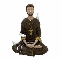 Imagem São Francisco de Assis Meditando Escultura Resina 28 Imagem São Francisco de Assis Meditando Escultura Resina 28