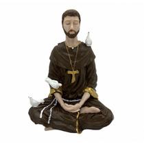Imagem São Francisco de Assis Meditando Escultura Resina 28 Imagem São Francisco de Assis Meditando Escultura Resina 28