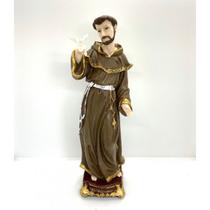 Imagem São Francisco de Assis Pombo Escultura Resina 28 cm