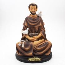 Imagem São Francisco Meditando Importado Resina 20 cm - Amém Decoração Religiosa
