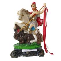 Imagem São Jorge com oração 15cm Resina