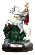 Imagem São Jorge Resina Premium 15cm Estatua Religiosa Cor Branco