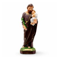 Imagem São José Com Menino Jesus 20cm Em Gesso Imagem São José Com Menino Jesus 20cm Em Gesso