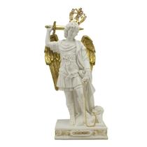 Imagem São Miguel Arcanjo Monte Gargano Coroa Importado Resina Branco 41 cm