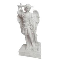 Imagem São Miguel Arcanjo Monte Gargano Resina 18cm Branco Anjo Quaresma Frei Gilson