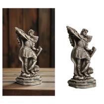 Imagem São Miguel Arcanjo Resina Rústica Proteção Fé 12cm