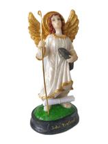 Imagem São Rafael Arcanjo com oração 12 cm Anjo Resina