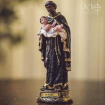 Imagem São Santo Benedito 20cm Resina Importada Imagem São Santo Benedito 20cm Resina Importada