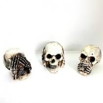 Imagem Trio Crânio Sentidos Marfim Escultura Resina Estatua