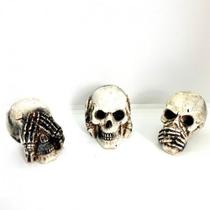 Imagem Trio Crânio Sentidos Marfim Escultura Resina Estatua