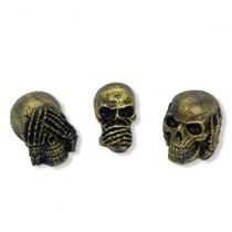 Imagem Trio Crânios Sentidos Escultura Resina 6 cm