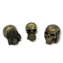 Imagem Trio Crânios Sentidos Escultura Resina 6 cm