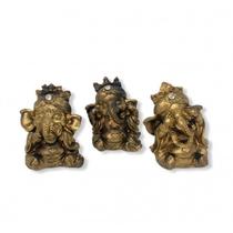 Imagem Trio Ganesh Dourado Escultura Resina 08 cm