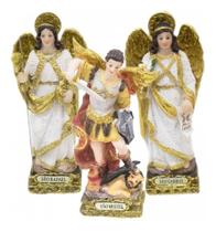 Imagem Trio Tres 3 Arcanjos São Rafael Gabriel Miguel 13cm