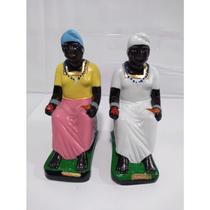 Imagem Vovó e Mae Cambinda Escultura Estatua Gesso 20 Cm