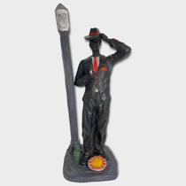 Imagem Zé Pelintra No Poste Preto Escultura Resina 28 Cm