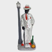 Imagem Zé Pelintra Terno Branco Escultura Resina 18 Cm