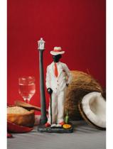 Imagem Ze Pilintra C/ Poste Branco Escultura Resina Estatua 18 Cm