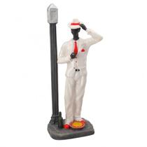 Imagem Ze Pilintra C/ Poste Branco Escultura Resina Estatua 28 Cm