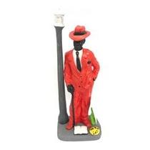 Imagem Ze Pilintra C/ Poste Verm Escultura Resina Estatua 18 Cm