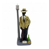 Imagem Zé Pilintra Dourado Escultura Resina Estatua 18 Cm