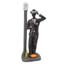 Imagem Ze Pilintra Preto C/ Poste Escultura Resina Estatua 28 Cm