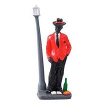 Imagem Zé Pilintra Vermelho e Preto Escultura Resina Estatua 18 Cm