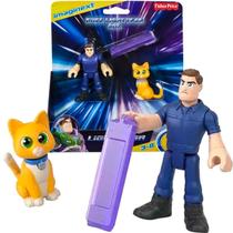 Imaginext - Mini Bonecos Buzz Lightyear e Robô Gato Sox + Acessório - Disney Mattel HGT39 - Fisher Price