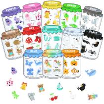 Ímãs de geladeira Creatoy para crianças pequenas, conjunto magnético de classificação de cores, ímãs de reconhecimento de cores didáticas, brinquedos de classificação de 13 cores para quadro branco, geladeira, itens indispensáveis para o ensino doméstico