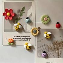 Ímãs De Geladeira Em Formato De Flor Abelha Joaninha 10 Pacotes ABS Decorativo Fofo Para Cozinha