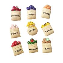 Ímãs de geladeira, resina 3D, 9 peças, sacos de frutas, frutas realistas Ímãs de geladeira, resina 3D, 9 peças, sacos de frutas, frutas realistas