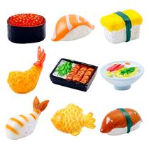 Ímãs de geladeira, resina 3D, comida japonesa, 9 unidades de sushi, ramen