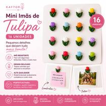 Ímãs de Geladeira Tulipa Kit com 16 unidades Cores variadas Ímãs de Geladeira Tulipa Kit com 16 unidades Cores variadas